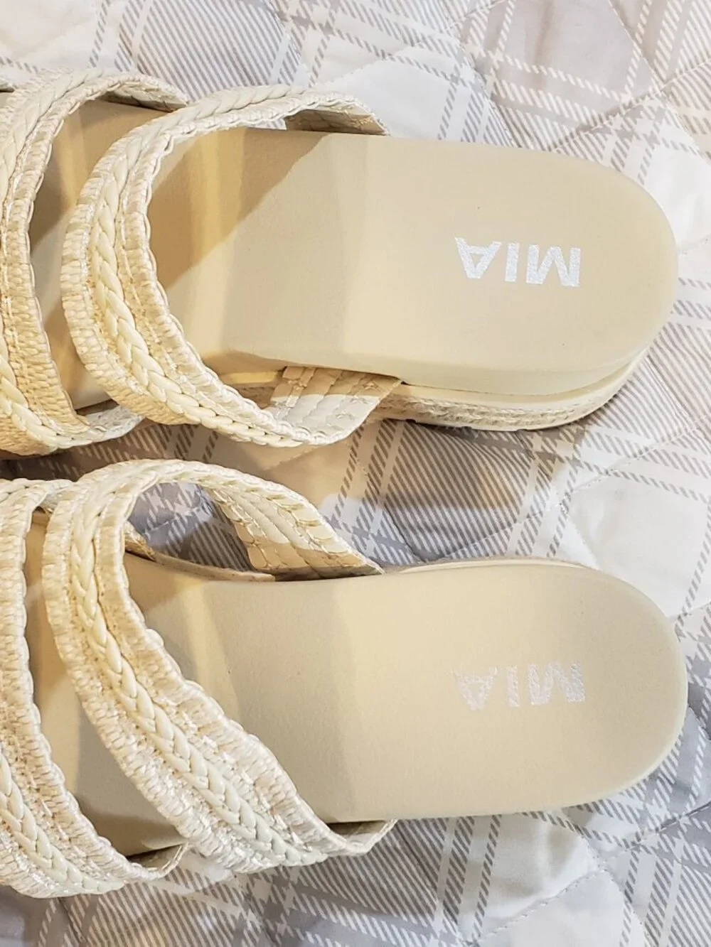 MIA Women's cream Braided platform slide sandals Size 8.5